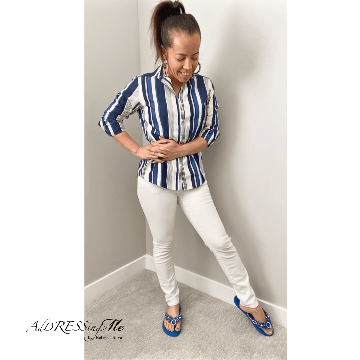 AdDRESSingMe™ Luxurious Royal Blue Flip Flops With Rhinestones - AdDRESSingMe