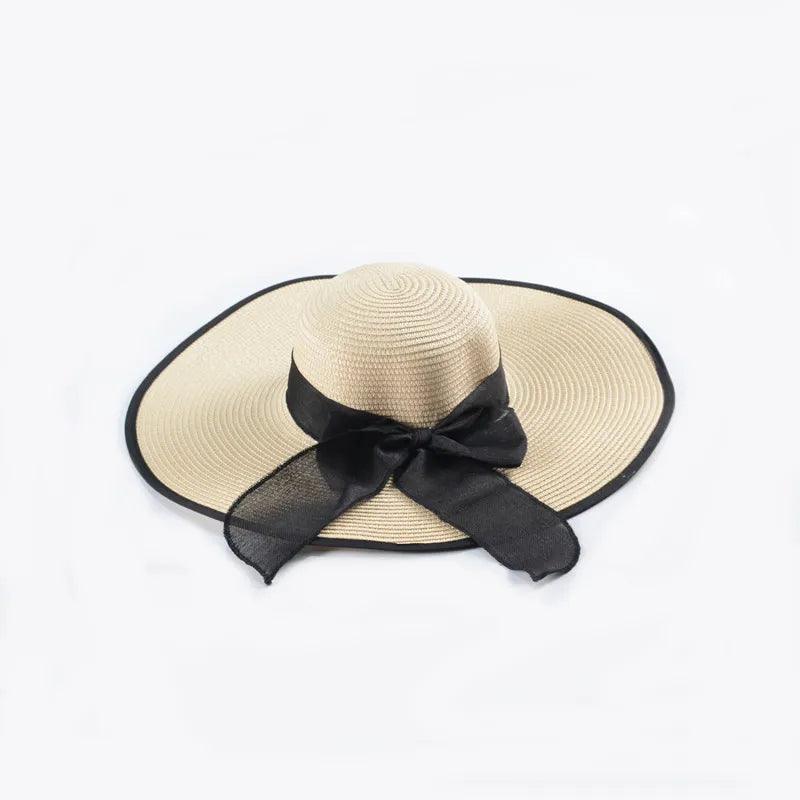 Beach Straw Hats With Black Accents Wide Brim - AdDRESSingMe