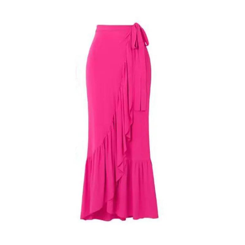Pink One Piece Swimsuit With Skirt - AdDRESSingMe