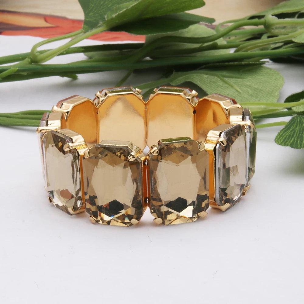 Geometric Rhinestone Bracelet Jewelry- Light Coffee - AdDRESSingMe
