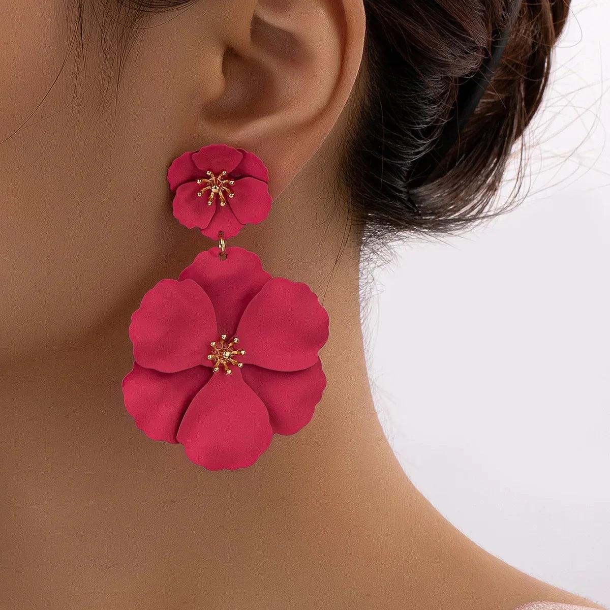 Big Flower Drop Earrings - AdDRESSingMe