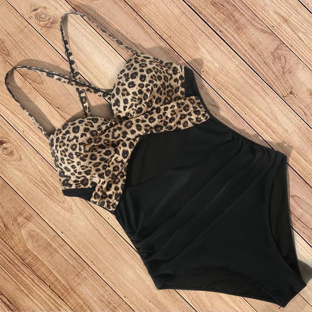 One Piece Leopard and Black Swimsuit - AdDRESSingMe
