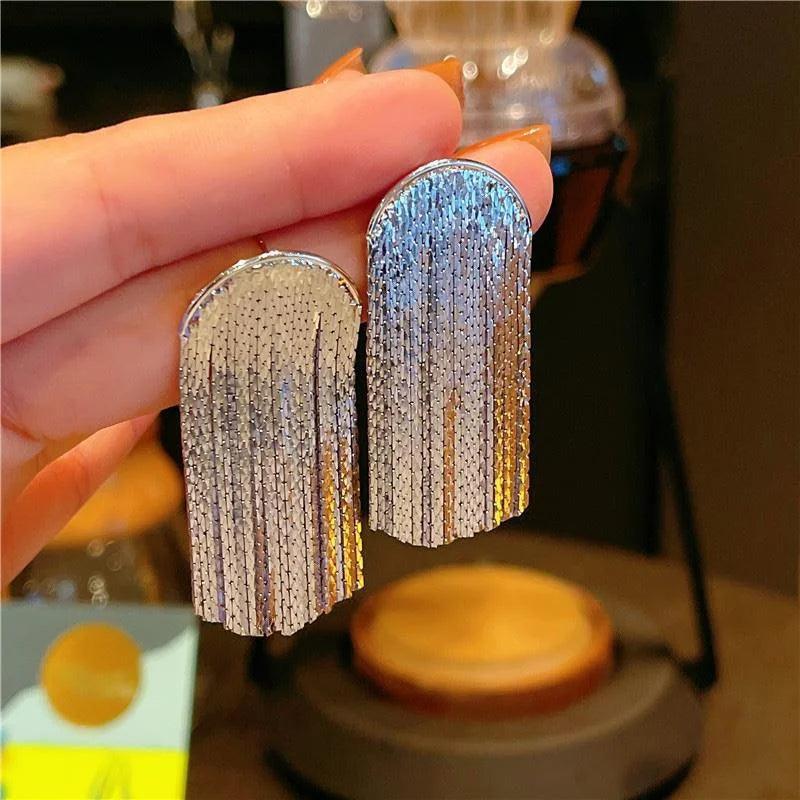 Fashion Statement Bling Tassel Earrings - AdDRESSingMe