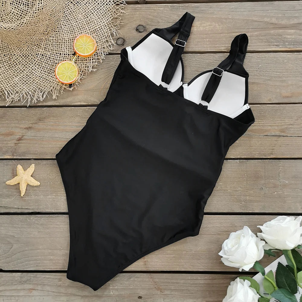Elegant One Piece Pink Push Up Swimsuit With Belt