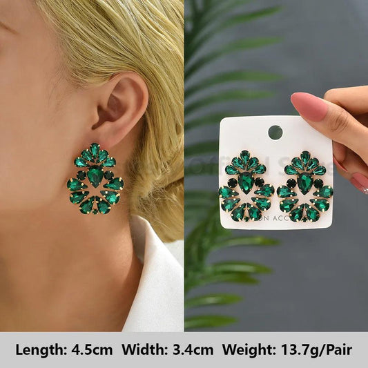 Green Crystal Circular Drop Earring - AdDRESSingMe