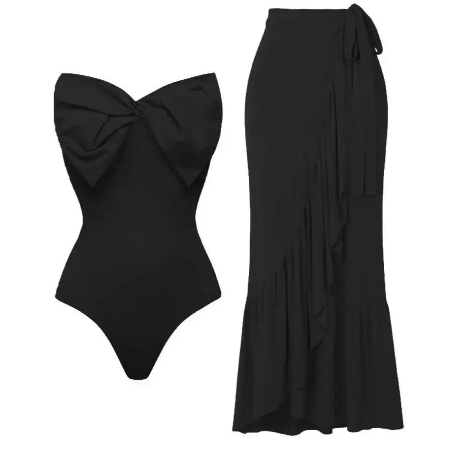 Pink One Piece Swimsuit With Skirt - AdDRESSingMe