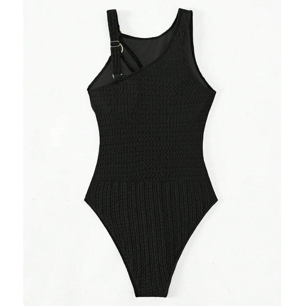 Gold Ring Hollow Top Push UP One Piece Swimsuit - AdDRESSingMe