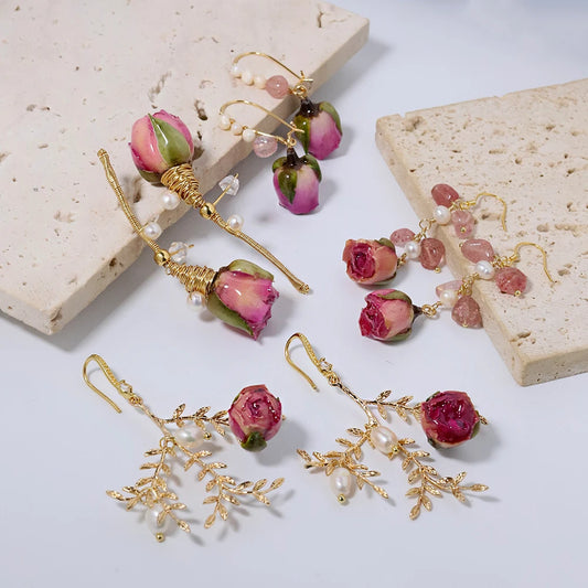 Rose Flower Pendant Earrings