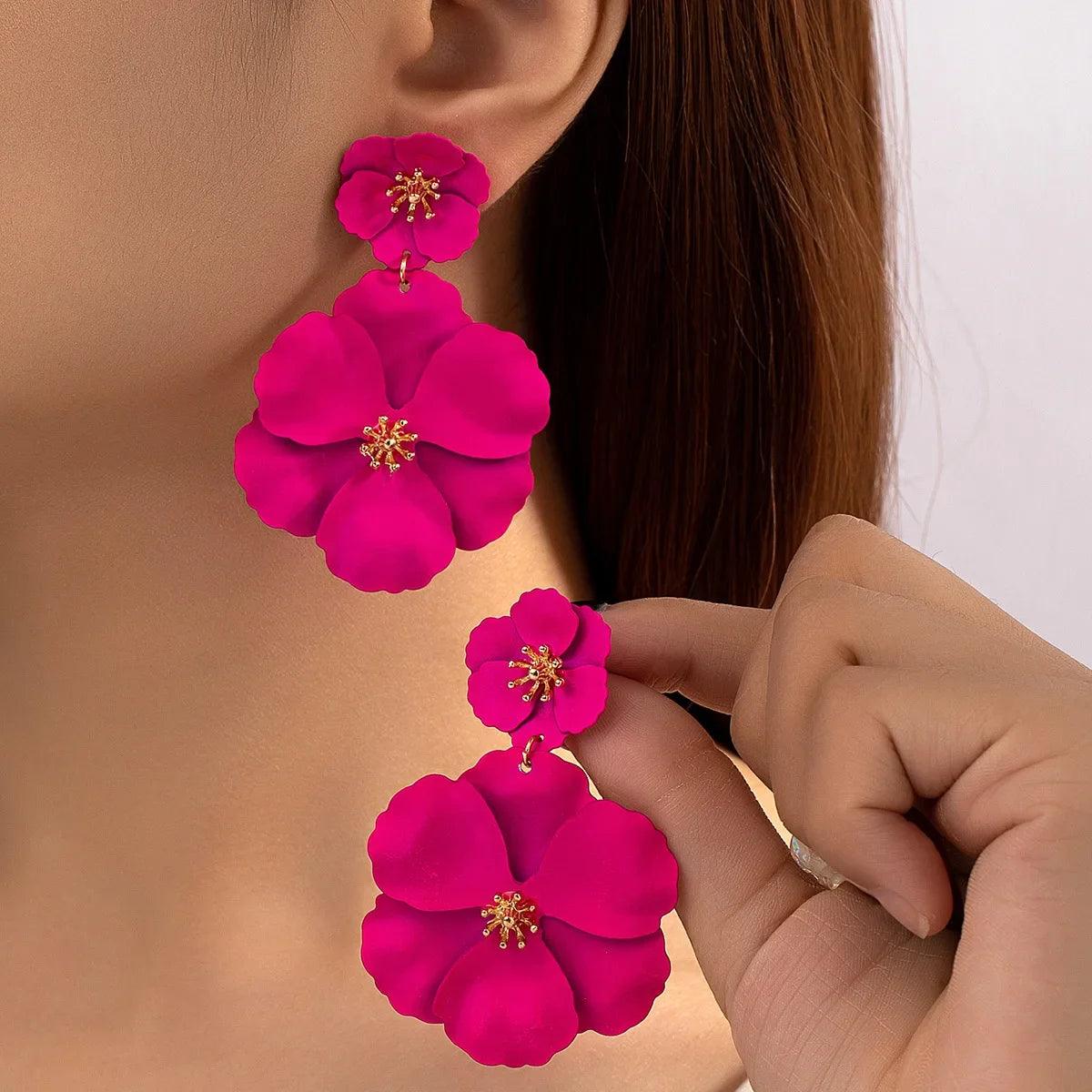 Big Flower Drop Earrings - AdDRESSingMe