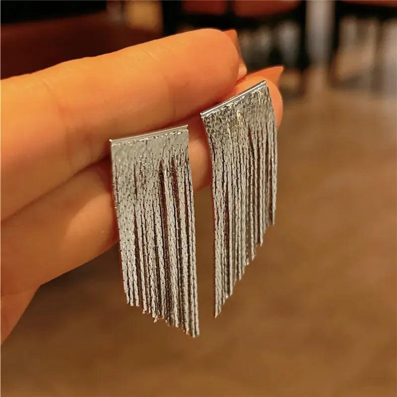 Fashion Statement Bling Tassel Earrings - AdDRESSingMe