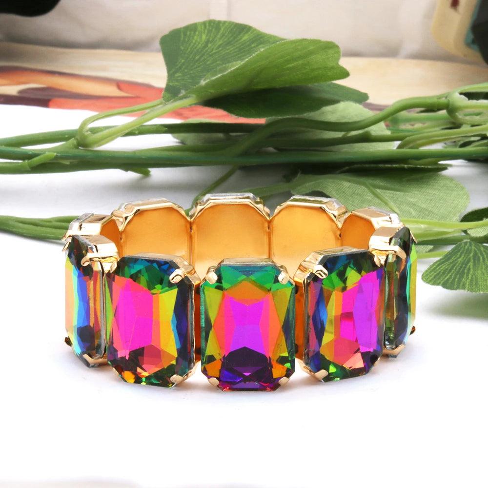 Geometric Rhinestone Bracelet Jewelry- Multicolored - AdDRESSingMe