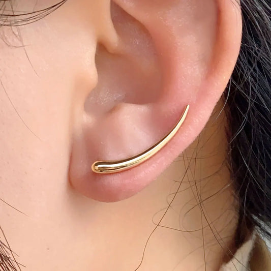 Fashion Gold or Silver Long Line Ear Climber Stud Earring For Women