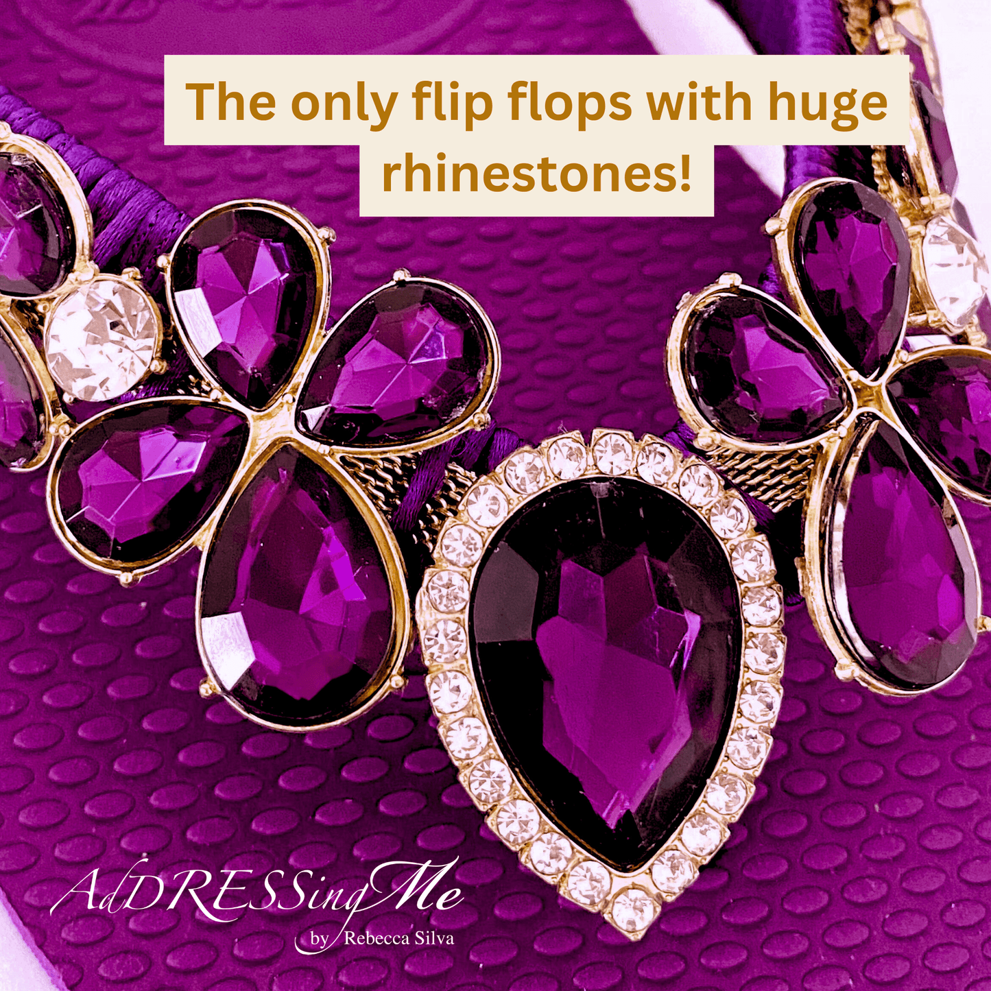 AdDRESSingMe™ Purple Flip Flops With Rhinestones – Royal, Soft & Radiant - AdDRESSingMe
