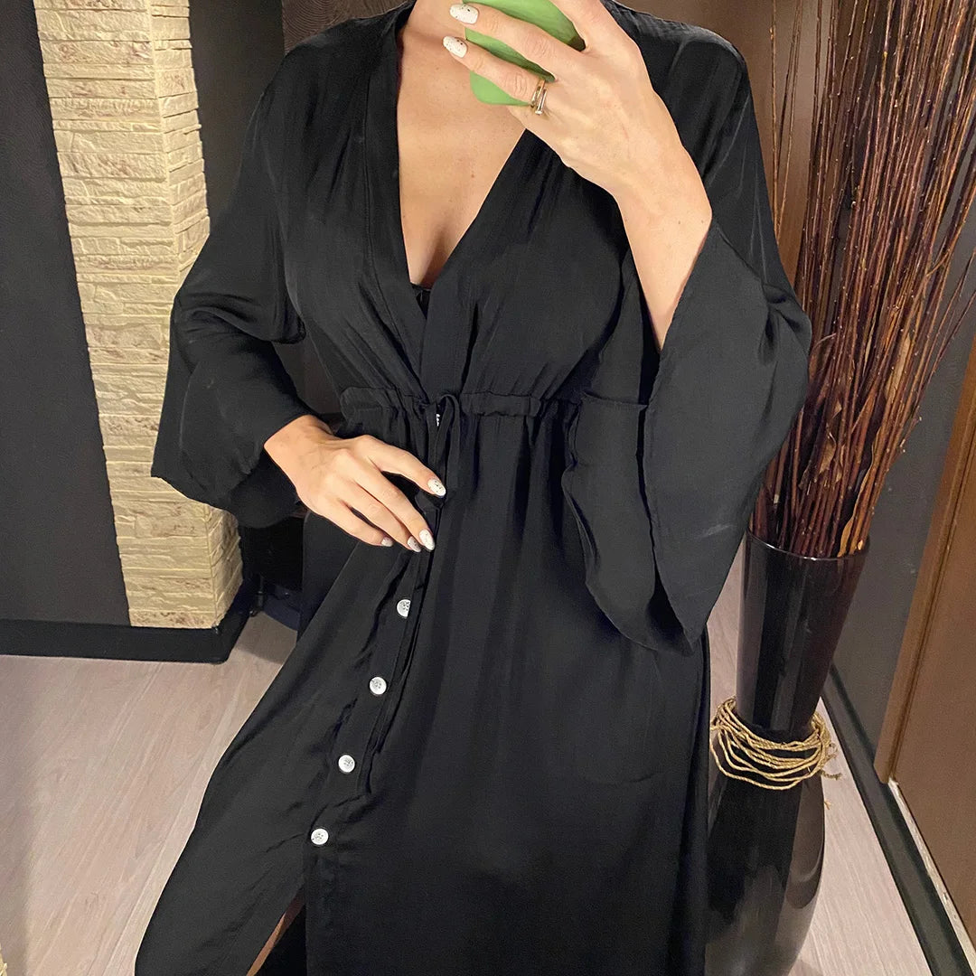 Women's Kimono Cover Up Dress - Summer Beach Long Robe Tunic - AdDRESSingMe