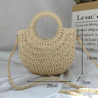 Multicolor Semicircle Hollowed-out Hand-woven Bag - AdDRESSingMe