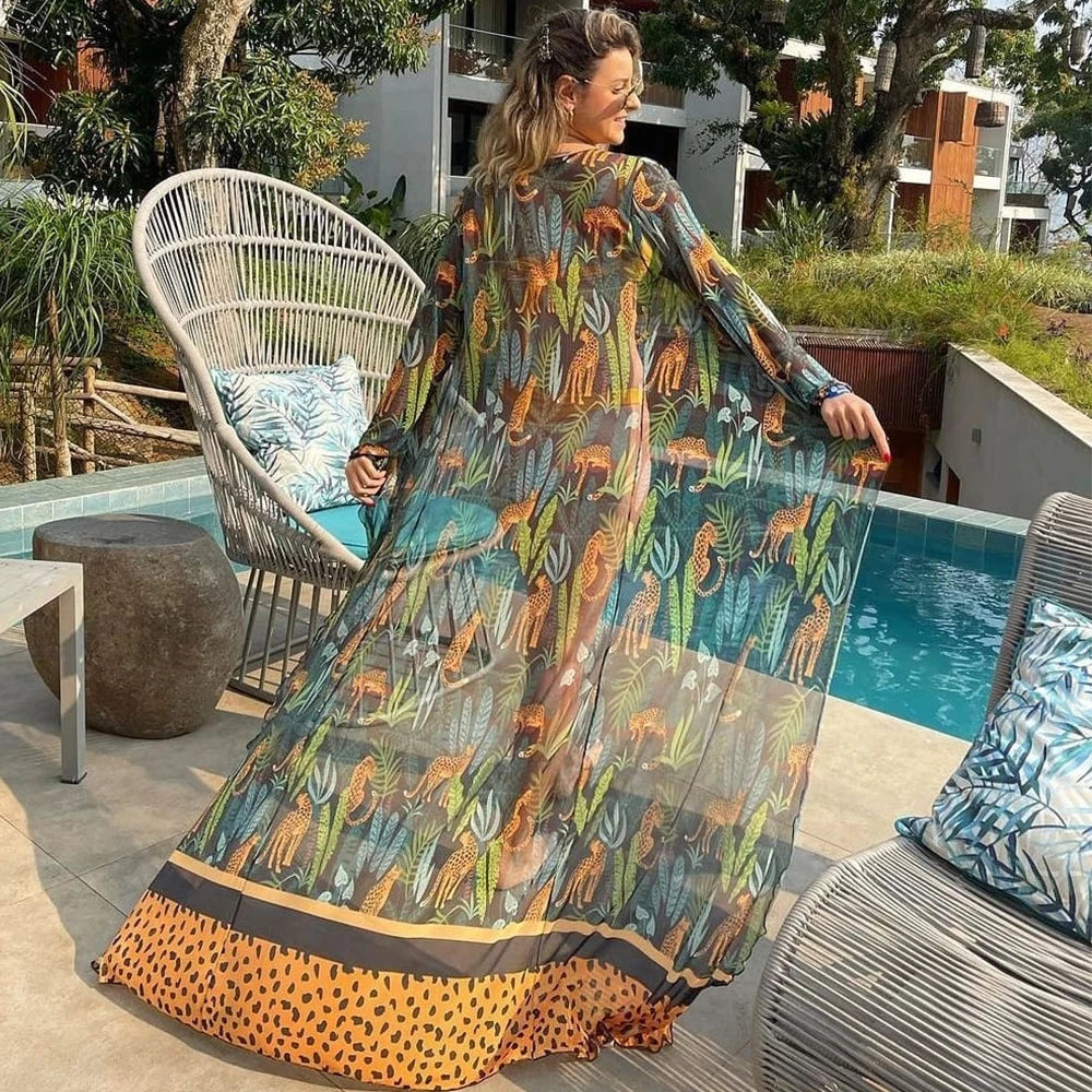 Cheetah Print Beach Cover up Tunics
