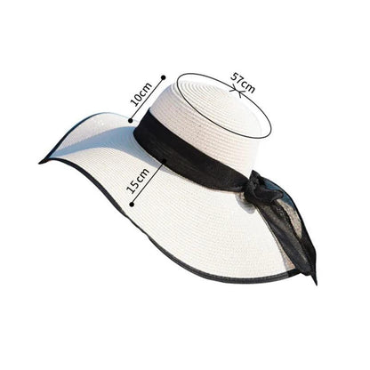 Beach Straw Hats With Black Accents Wide Brim - AdDRESSingMe