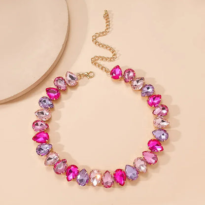 Colorful Geometric Crystal Choker Necklaces for Women