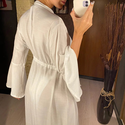 Long Maxi Dress Beach V Neck Cover Up Tunic