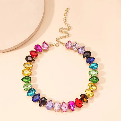Colorful Geometric Crystal Choker Necklaces for Women