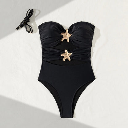 One Piece Backless Hollow-Out Starfish Front Swimsuit