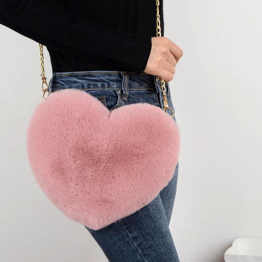 Heart Shaped Plush Crossbody Purse - AdDRESSingMe
