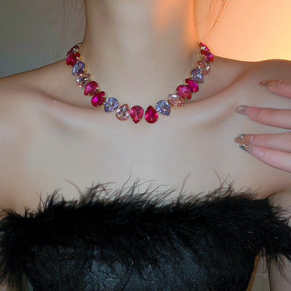 Colorful Geometric Crystal Choker Necklaces for Women