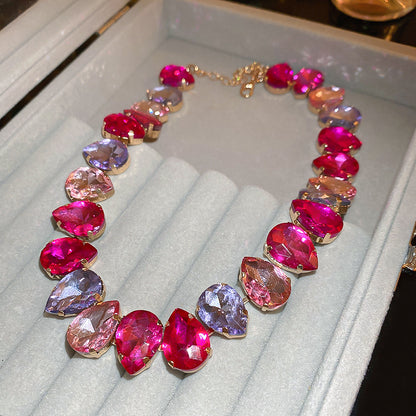 Colorful Geometric Crystal Choker Necklaces for Women