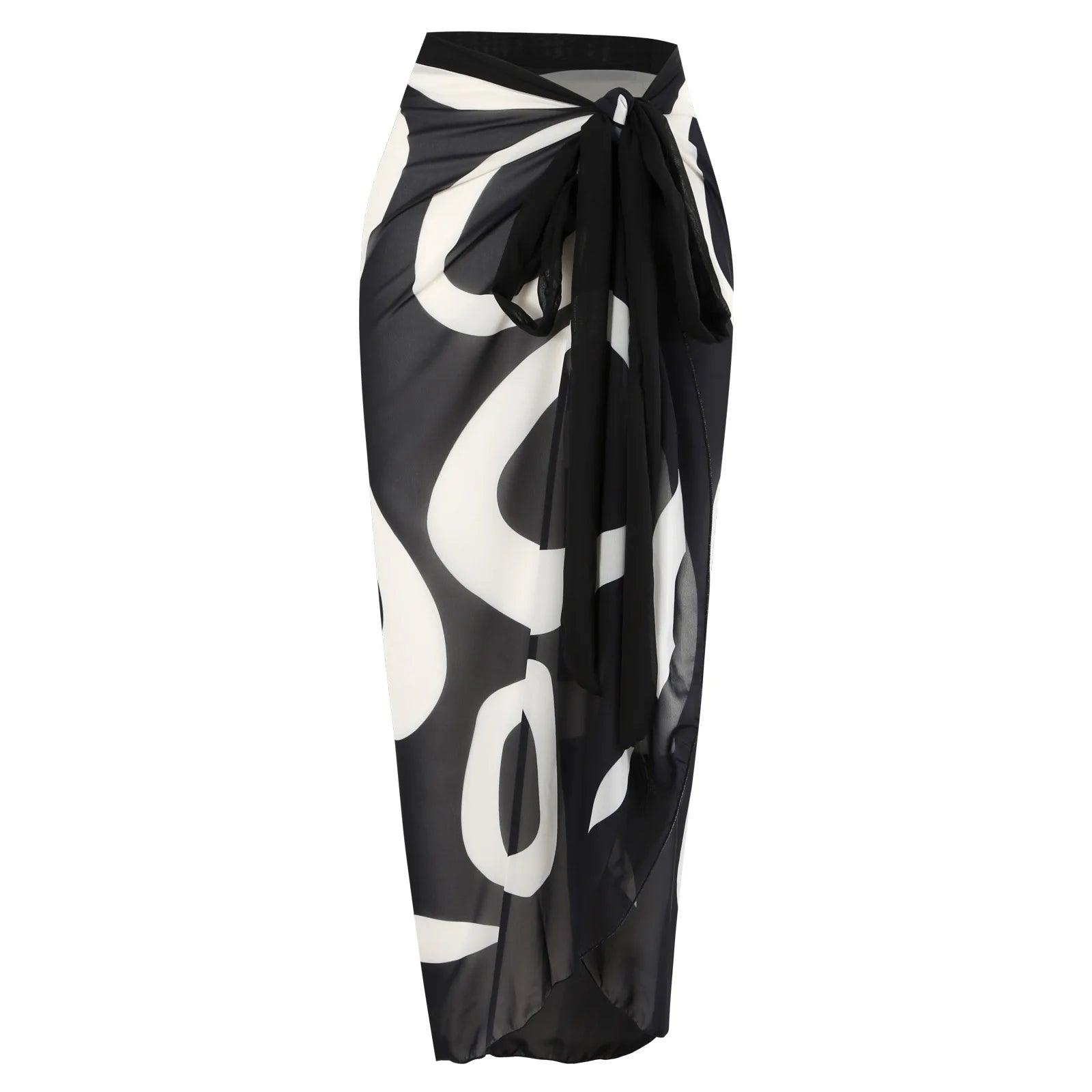 Black and White High Waist One Shoulder Geometric Shape Bikini Set - AdDRESSingMe