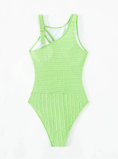 Gold Ring Hollow Top Push UP One Piece Swimsuit