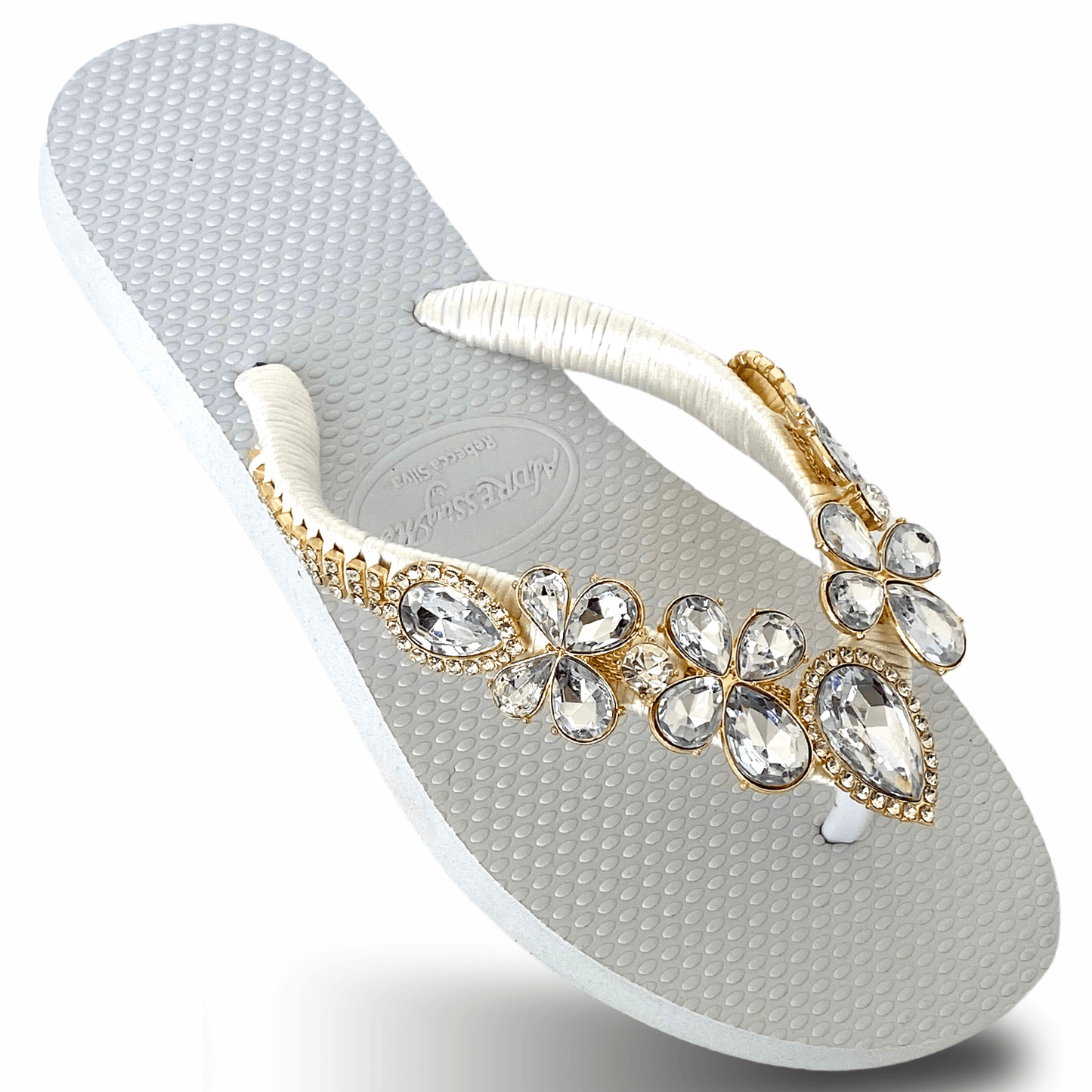 Luxurious White Rhinestone Flip Flops – Fresh, Soft & Chic